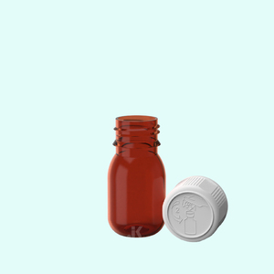 Botella de jarabe redonda PET Embalaje 30ml con tapa CR Ámbar Fabricante vietnamita OEM ODM Servicio Mejor calidad M0758 - Product Image 1