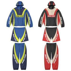 Conjuntos de dos piezas cortavientos de nailon de Material de algodón 100%, chaqueta y pantalones cortos impermeables, chándales bordados personalizados para hombres - Product Image 1