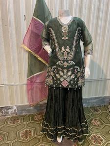 Robe en organza fantaisie prête à l'emploi de haute qualité pour filles vêtements pour enfants respirants pakistanais de qualité d'exportation avec décoration en dentelle - Product Image 6