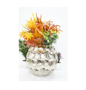 Venta caliente Lujos Look Florero Gran Diamante Martillado Metal Niquelado Único Premium Plata Hogar/Boda Decoración Jarrones - Product Image 1