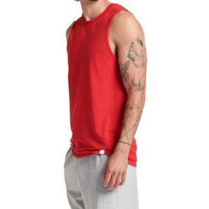 Camiseta sin mangas de algodón para hombre con logotipo personalizado y transpirable - Product Image 1