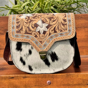 Hot Sale Western Handmade Tooled Cowhide Leather Crossbody Purse Genuine Leather Women High Quality Designer <b>Unique</b> Handbags - Product Image 4