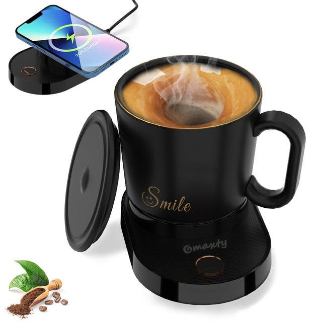 Smart Temperature Control Automatic Stirring Mug 20W Wireless Charger 9V/2A OVP Protection Eco-Friendly Home Office Desk Great