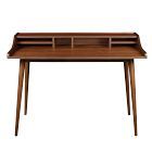 Nouveau bureau d'écriture rectangulaire en bois massif Flavio pour chambre à coucher, finition noyer, poste de travail informatique de direction DESK-0106 - Product Image 5