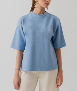 T-shirt en coton de haute qualité pour femmes grande taille été Terry Impression personnalisée de logo Broderie décontractée Tricoté Séchage rapide Respirant - Product Image 4