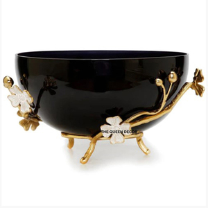 Tazón de Madera con Base de Metal de Diseño, Tazón Decorativo de Madera Antigua de Alta Calidad con Base de Metal, Ecológico - Product Image 4