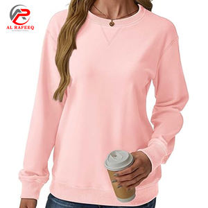 Femmes surdimensionné coton français éponge sweat solide goutte épaule col rond sweat Logo broderie Style décontracté pour l'hiver - Product Image 5