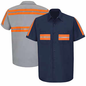 Safety Reflective <b>Stripes</b> <b>Men</b> Hi Vis Working wear Summer Long Sleeve Security Polo <b>T</b> <b>Shirts</b> for Construction - Product Image 1