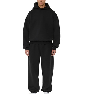 Logotipo personalizado 400GSM 500GSM Hombres Caja de gran tamaño Ajuste Grueso Pesado Algodón Hombro caído Boxy en blanco Sudadera con capucha recortada Hombres - Product Image 3