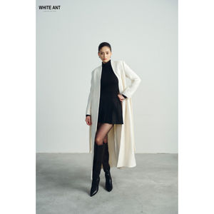 High-end Long Women's <b>Coats</b> With Belt NAAMAH HANDMADE <b>COATS</b> Eco-friendly Tweed Wool <b>Winter</b> Clothes for Women <b>WHITE</b> ANT Vietnam - Product Image 1