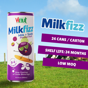 Milkfizz Vinut 250ml Banana Milk Soda Passion Fruit Can (enlatado) HALAL KOSHER OEM/ODM Fabricante de etiqueta privada - Product Image 4