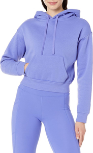 Venta al por mayor Custom1 00% algodón pesado Stringless Drop-shoulder Hoodies para mujer cordón invierno Yoga Crop Top sudaderas - Product Image 4