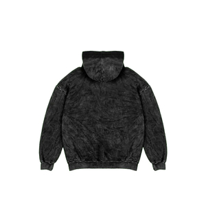 Jersey OEM para hombre, ropa de calle, Sudadera con capucha, recortada personalizada, lavado ácido negro, peso pesado, Terry francés, bordado de gran tamaño, 100% algodón - Product Image 3