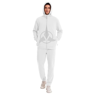 2025 nuevo diseño bordado 100% algodón sudaderas con capucha personalizadas pantalones acampanados Joggers apilados conjuntos Unisex chándales apilados - Product Image 5