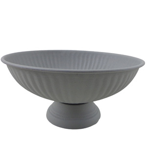 Bol à salade de service rond en métal, bol de service blanc pour la décoration de cuisine et de table faite à la main - Product Image 3