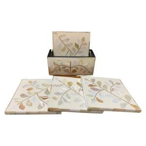 Mother of Pearl MOP Inlay Tea Coaster Vintage Luxury Inlay Coaster Table Moroccan Style Mother of Pearl Inlay Tea Coasters - Product Image 2