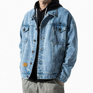 Chaqueta vaquera personalizada para hombre, chaqueta vaquera rasgada con bordado estampado - Product Image 4