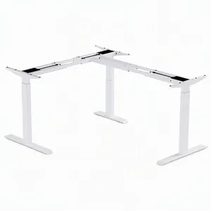 Bureau d'angle ergonomique en forme de L, électrique, réglable en hauteur, <span class=keywords><strong>poste</strong></span> de <span class=keywords><strong>travail</strong></span> <span class=keywords><strong>assis</strong></span>-<span class=keywords><strong>debout</strong></span> avec 4 préréglages de mémoire - Product Image 3