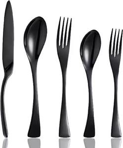 <b>Black</b> Color Pvd Coated Hammered Stainless Steel <b>Dinner</b> Cutlery Flatware <b>Set</b> Eco-Friendly Metal Soup Rice Spoon Mirrored Polished - Product Image 3