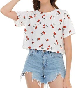 Women's Summer High Quality Oversized Floral Geometric Graphic Print Short Sleeve Relaxed Fit O-Neck T-Shirt <b>Sexy</b> <b>Crop</b> <b>Tops</b> - Product Image 5
