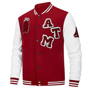High Street Top Selling Formal Baseball Varsity Jacket para hombres Stand Custom Bordado Logo Mangas de cuero chaqueta de invierno - Product Image 2