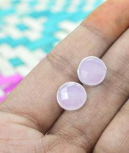 Handmade Classical Stud Earrings 925 Solid Silver <b>Jewelry</b> For Women 925 Sterling Silver Rose Quartz Gemstone Boho Style Earrings - Product Image 4