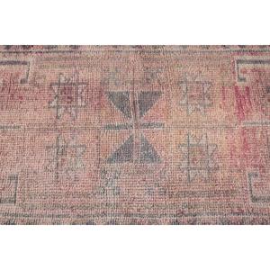 Turkish Rug, 2.9x12.7 ft <b>Runner</b> Rug, <b>Red</b> Gray Herki Wool Rug - Product Image 5