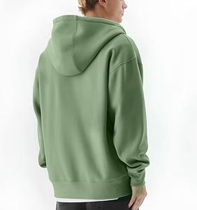 100% sudaderas con capucha de algodón para hombres, logotipos impresos con pantalla personalizada, Sudadera con capucha transpirable con cremallera completa y hombros caídos de gran tamaño para hombres - Product Image 2