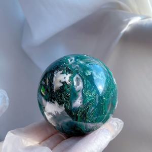 Sphère d'agate mousse naturelle, boule de cristal, paysage, quartz, pierres précieuses, ornements pour la maison, le bureau, pierres de guérison - Product Image 5