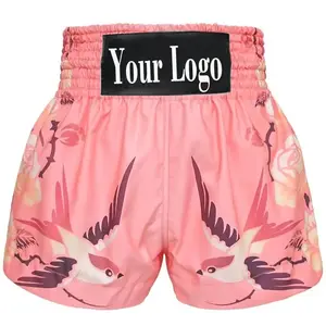 Wholesale High Quality Custom Muay Thai Shorts Men Fashion Boxing Stain Short MMA Workout Men Shorts Embroidered With Sublimated