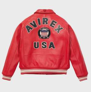 เสื้อแจ็คเก็ตหนัง Avirex สำหรับผู้ชายเสื้อแจ็คเก็ตหนังวัวแท้งานปักตามท้องถนนผลิตตามสั่งสำหรับฤดูหนาว - Product Image 3