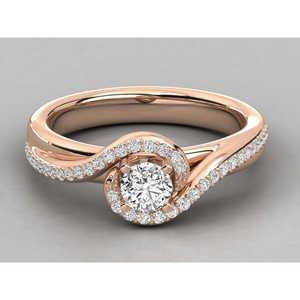 Anillo Brillante de Oro de 9K para Mujer con Diamante Cultivado en Laboratorio de Corte Redondo Estilo Solitario - Product Image 1