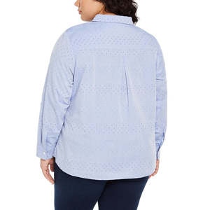 Camicia in popeline di cotone con zip frontale Tommy Hilfiger da donna, taglie forti, stile casual, blu - Taglia 2X - Product Image 3