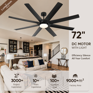 72 Inch Industrial Ceiling <b>Fan</b> with Light, Large ABS Ceiling <b>Fan</b> with <b>Remote</b> Quiet DC Motor for Garage Patio Living Room - Product Image 1