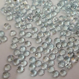 Natural Sky Blue Topaz Round <b>Rose</b> Cut Faceted 3mm Loose Sky Blue Topaz <b>Rose</b> Cut Flat Back <b>Top</b> Quality - Product Image 1