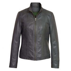 Custom High Quality Men's Genuine Sheep Skin Leather Bomber <b>Jacket</b> with Stand Collar Canvas Fabric Winter Moto & Biker Style - Product Image 6