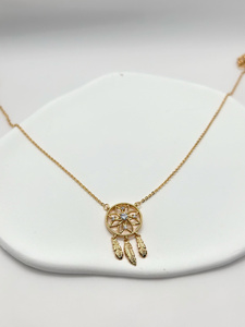 Collier Simple en acier inoxydable de Style classique avec attrape-rêves chaîne à maillons plaquée or rhodium tour de cou de mode pour cadeau - Product Image 2