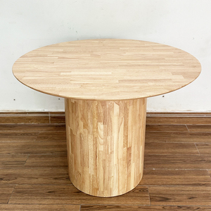Table ronde minimaliste en bois de caoutchouc de 100 cm avec base en piédestal BA68137 - Product Image 4