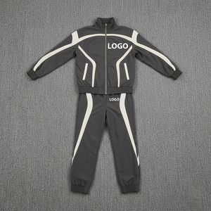 Usine Coutures Personnalisées Hiver Imprimé Coton Coupe-Vent Veste Baggy Pantalon 2 Pièces Ensemble Patchwork Design Survêtements Sweat - Product Image 1