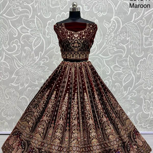 Dupatta ปักแบบหนาและงานเงียบขรึมพร้อมชุดผ้าแคนวาสและผ้าแคนวาสมาตรฐานสำหรับเจ้าสาว lehengacholi - Product Image 6