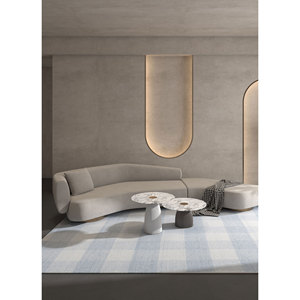 Alfombra Rectangular Azul Grande de Poliéster con Tejido Plano, Modelo Clásico Pdpl-47, Hecha a Mano, para Sala de Estar, Pasillo, Marca Indusbar - Product Image 5