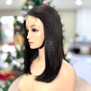 Perruque à fermeture en dentelle, cheveux de qualité supérieure, super double trame, texture lisse Yaki, couleur naturelle, perruques en cheveux humains vietnamiens - Product Image 2