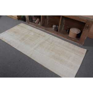 Turkish Rug, 3x6.8 ft Accent Rug, White <b>Brown</b> <b>Wool</b> Rug - Product Image 3