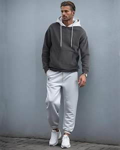 Pull-over à manches longues pour hommes, sweat à capuche en polaire à blocs de couleurs, hauts, vêtements d'hiver fabriqués avec poche personnalisée OEM, exportateur - Product Image 3