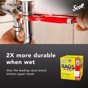 Scott Rags In A Box 75260, White, 200 Shop Towels/Box, 8 <b>Boxes</b>/Case, 1,600 Towels/Case - Product Image 5