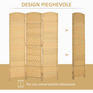 HOMCOM-Pantalla plegable de 3 paneles para interiores, 135x180 cm, color madera - Product Image 4