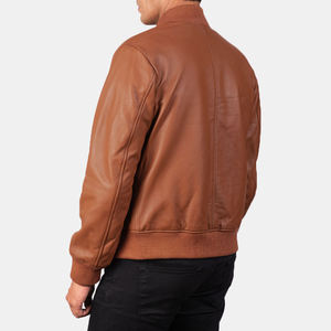 Veste en cuir pour homme en marron personnalisée / Veste en cuir d'agneau pour homme / Veste en cuir matelassée - Product Image 2