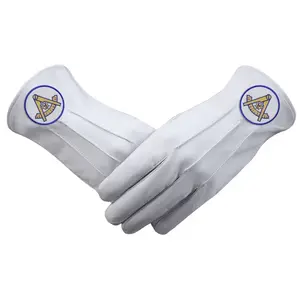 Новые высококачественные белые мягкие перчатки Masonic Regalia с квадратным логотипом компаса, лучшие оптовые товары высокого качества