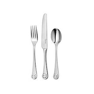 Ensemble de couverts Royal Design en acier inoxydable argent nickelé avec manche en résine martelée blanc cassé, ensemble de couverts élégant - Product Image 6