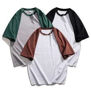 T-shirts pour hommes T-shirts à blocs de couleurs bicolores Impression personnalisée Logo T-shirts surdimensionnés à manches courtes T-shirts unisexes - Product Image 2